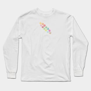 Colorful paw print vector background Long Sleeve T-Shirt